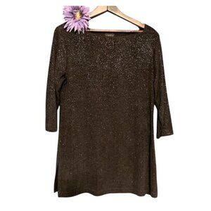 Black Glittery 3/4 Sleeve Tunic Top By Jkla California Size Large